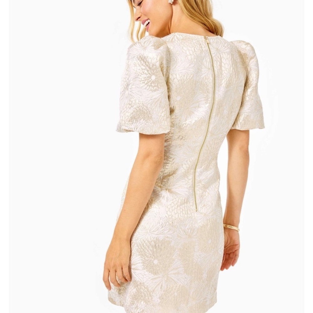 Lilly Pulitzer Gold Brocade Mini Dress women 12 | 14